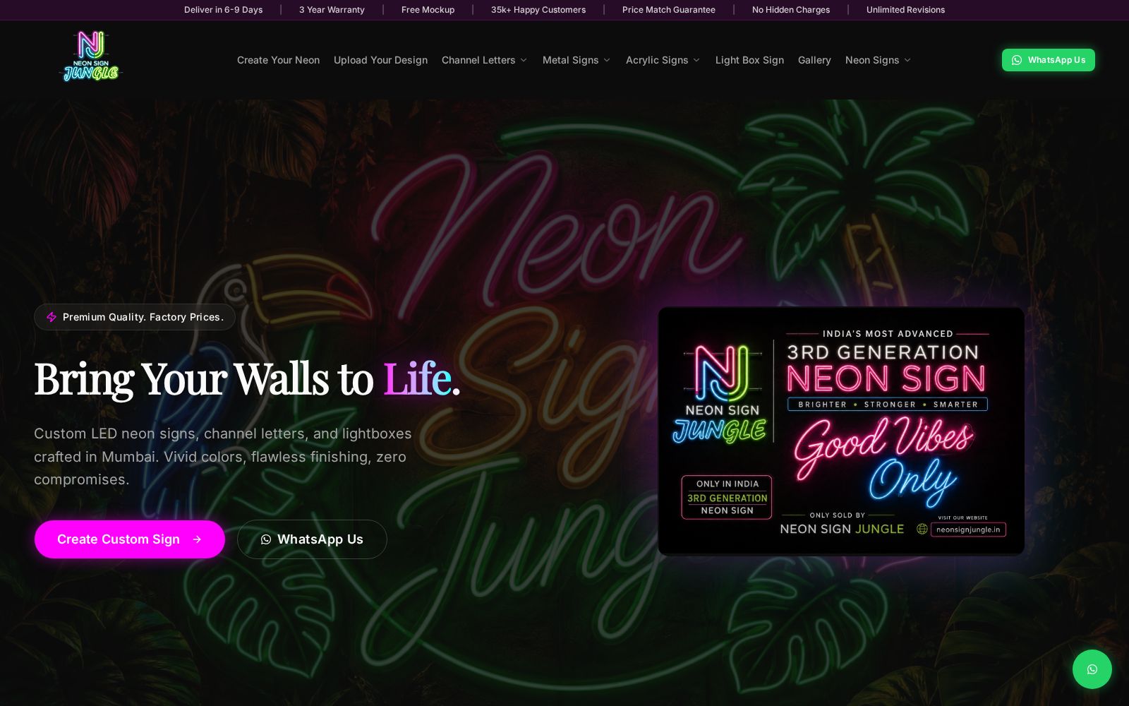 NEON SIGN JUNGLE website screenshot